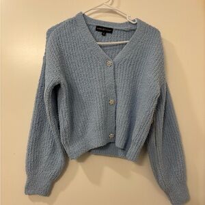 Almost Famous Blue Cropped Cardigan Sweater